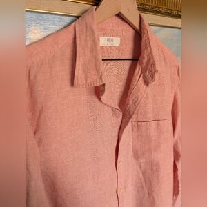 Uniqlo Coral 100% Linen Shirt